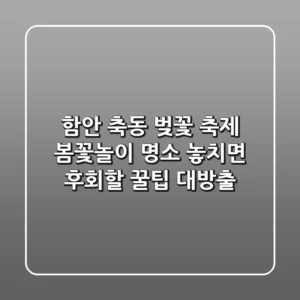 함안 축동 벚꽃 축제: 봄꽃놀이 명소, 놓치면 후회할 꿀팁 대방출!