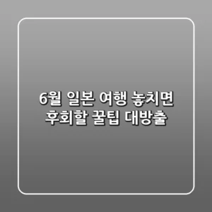 6월 일본 여행, 놓치면 후회할 꿀팁 대방출!