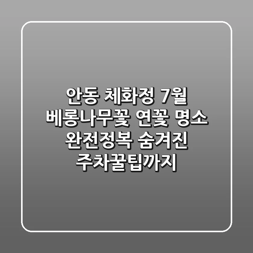 안동 체화정: 7월 베롱나무꽃 & 연꽃 명소 완전정복! 숨겨진 주차꿀팁까지