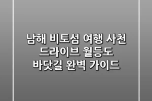 남해 비토섬 여행: 사천 드라이브, 월등도 바닷길 완벽 가이드