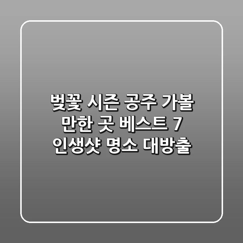 🌸 벚꽃 시즌! 공주 가볼 만한 곳 베스트 7: 인생샷 명소 대방출! 📸