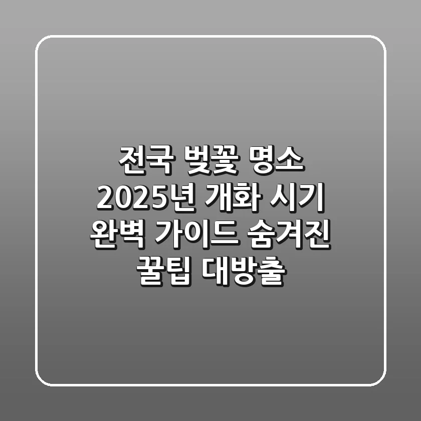 전국 벚꽃 명소: 2025년 개화 시기 완벽 가이드 & 숨겨진 꿀팁 대방출!