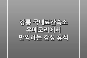 강릉 국내료칸숙소: 유메모리에서 만끽하는 감성 휴식