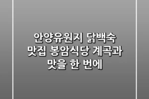 안양유원지 닭백숙 맛집 봉암식당: 계곡과 맛을 한 번에!