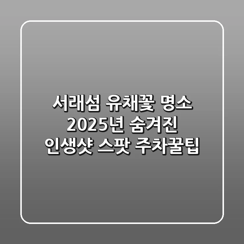 서래섬 유채꽃 명소: 2025년 숨겨진 인생샷 스팟 & 주차꿀팁