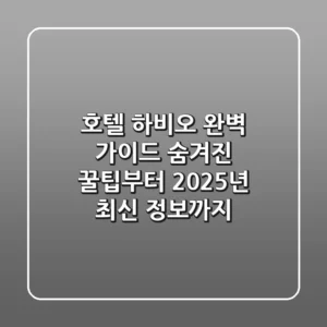호텔 하비오 완벽 가이드: 숨겨진 꿀팁부터 2025년 최신 정보까지!