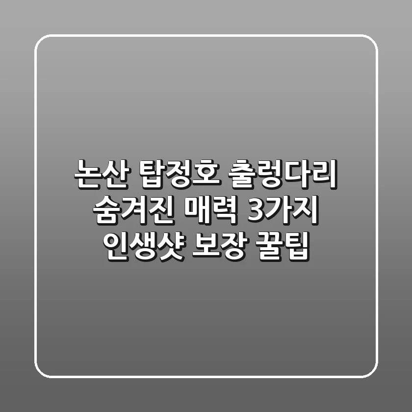 논산 탑정호 출렁다리: 숨겨진 매력 3가지 & 인생샷 보장 꿀팁