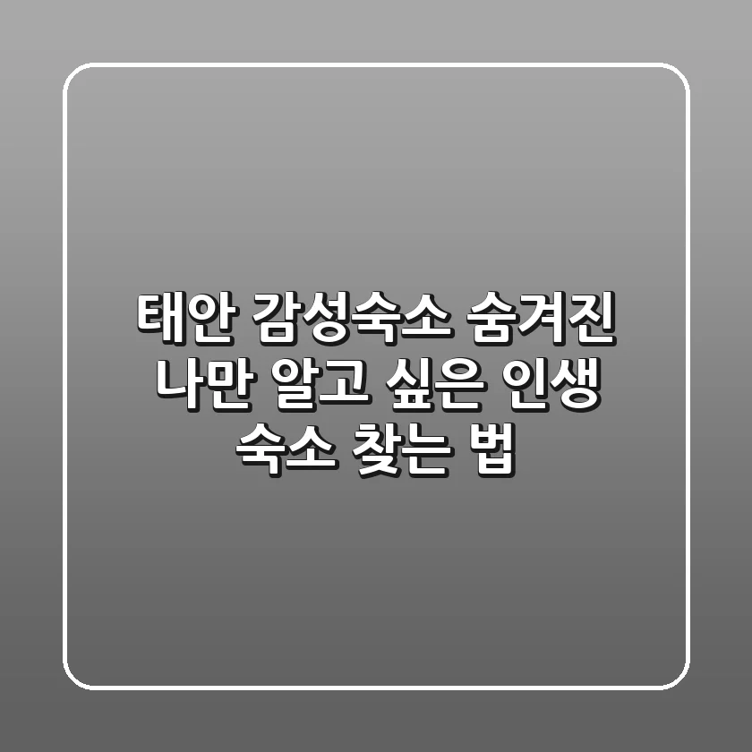 태안 감성숙소: 숨겨진 나만 알고 싶은 인생 숙소 찾는 법