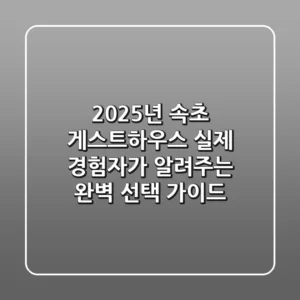 2025년 속초 게스트하우스, 실제 경험자가 알려주는 완벽 선택 가이드