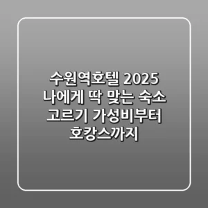 수원역호텔, 2025 나에게 딱 맞는 숙소 고르기 (가성비부터 호캉스까지)