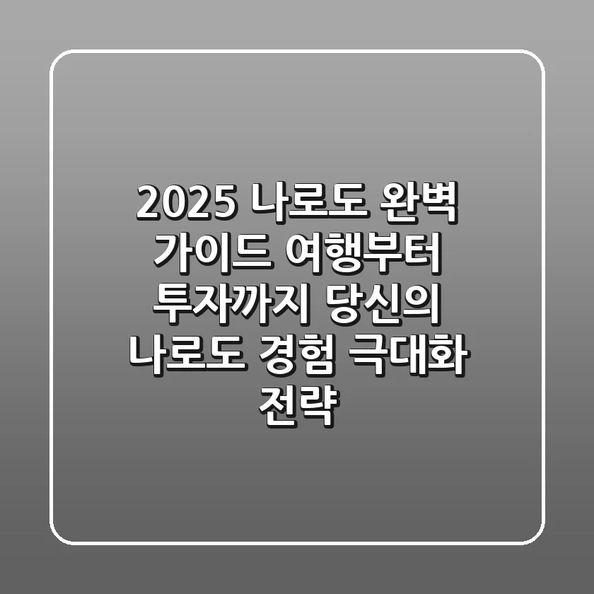 2025 나로도 완벽 가이드: 여행부터 투자까지, 당신의 나로도 경험 극대화 전략