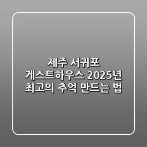 제주 서귀포 게스트하우스, 2025년 최고의 추억 만드는 법
