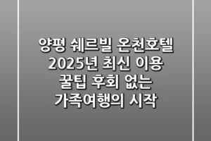 양평 쉐르빌 온천호텔 2025년 최신 이용 꿀팁: 후회 없는 가족여행의 시작
