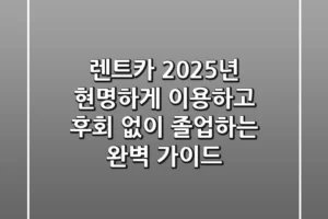 렌트카, 2025년 현명하게 이용하고 후회 없이 졸업하는 완벽 가이드!