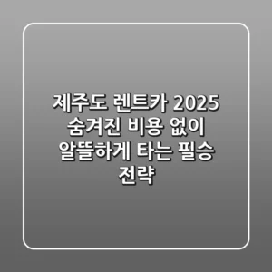제주도 렌트카 2025, 숨겨진 비용 없이 알뜰하게 타는 필승 전략