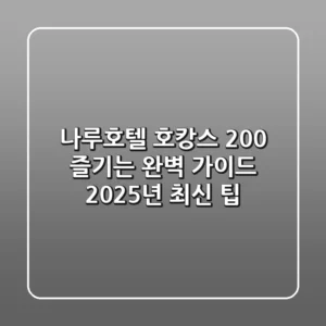 나루호텔 호캉스 200% 즐기는 완벽 가이드 (2025년 최신 팁)