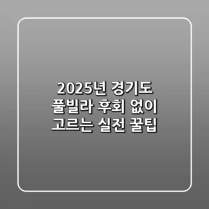 2025년 경기도 풀빌라, 후회 없이 고르는 실전 꿀팁!
