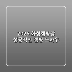 2025 화성캠핑장, 성공적인 캠핑 노하우