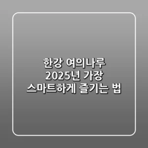 한강 여의나루, 2025년 가장 스마트하게 즐기는 법