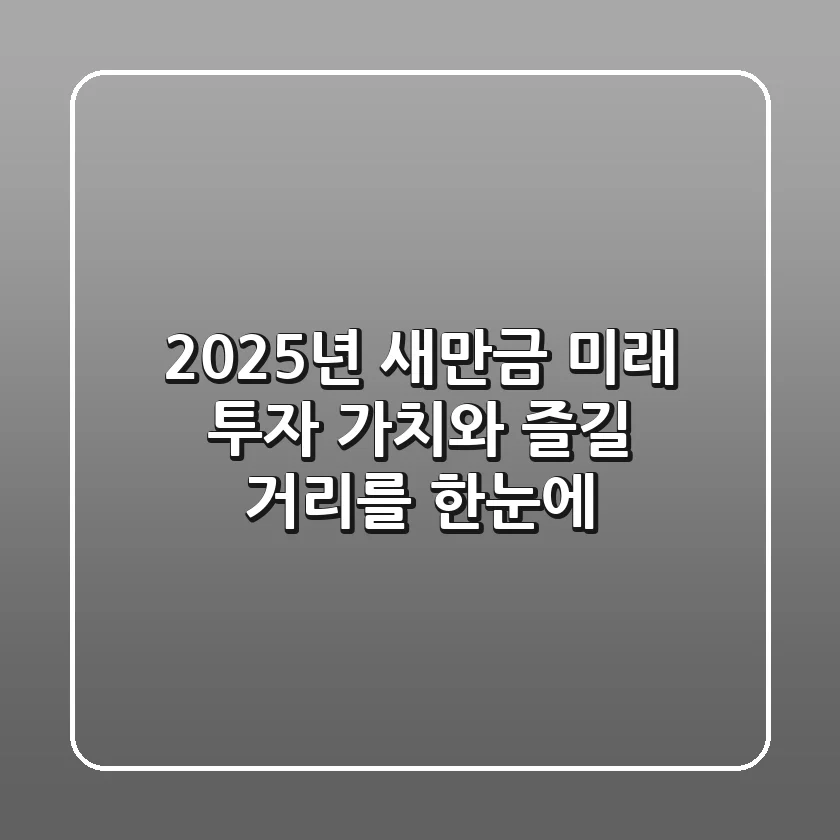 2025년 새만금: 미래 투자 가치와 즐길 거리를 한눈에