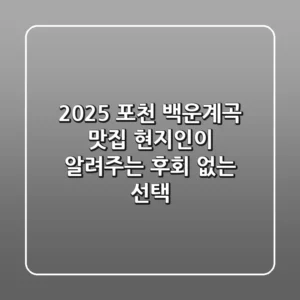2025 포천 백운계곡 맛집, 현지인이 알려주는 후회 없는 선택