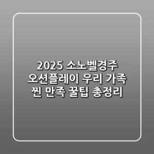 2025 소노벨경주 오션플레이, 우리 가족 찐 만족 꿀팁 총정리!