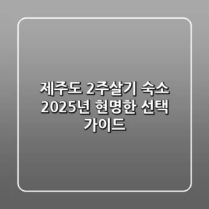 제주도 2주살기 숙소, 2025년 현명한 선택 가이드