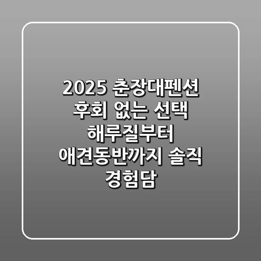 2025 춘장대펜션, 후회 없는 선택! 해루질부터 애견동반까지 솔직 경험담