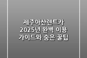 제주아산렌트카, 2025년 완벽 이용 가이드와 숨은 꿀팁