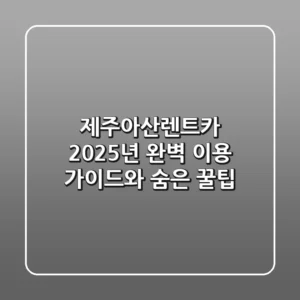 제주아산렌트카, 2025년 완벽 이용 가이드와 숨은 꿀팁