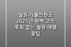 철원 가볼만한곳, 2025년 완벽 코스! 후회 없는 철원 여행 꿀팁