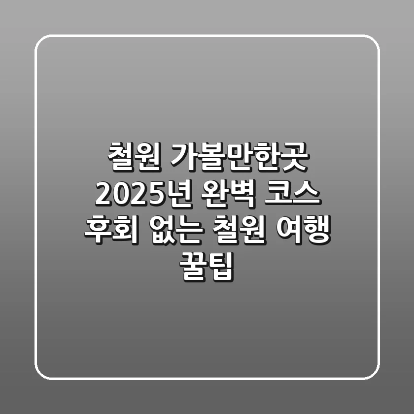 철원 가볼만한곳, 2025년 완벽 코스! 후회 없는 철원 여행 꿀팁