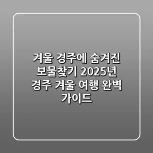겨울 경주에 숨겨진 보물찾기, 2025년 경주 겨울 여행 완벽 가이드
