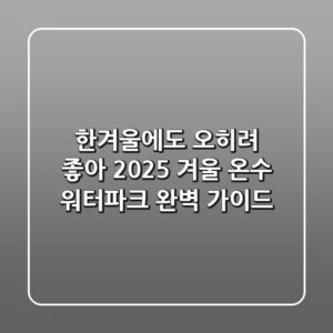 한겨울에도 오히려 좋아! 2025 겨울 온수 워터파크 완벽 가이드
