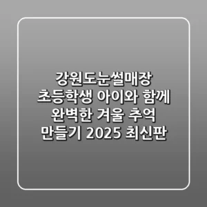 강원도눈썰매장 초등학생 아이와 함께 완벽한 겨울 추억 만들기 (2025 최신판)