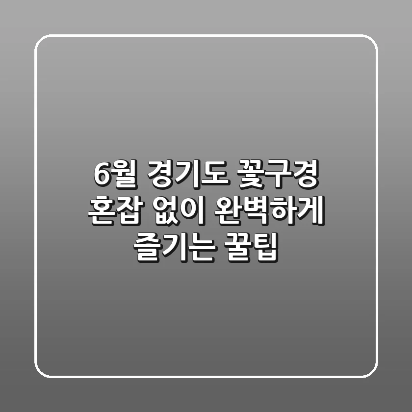 6월 경기도 꽃구경, 혼잡 없이 완벽하게 즐기는 꿀팁 🌸