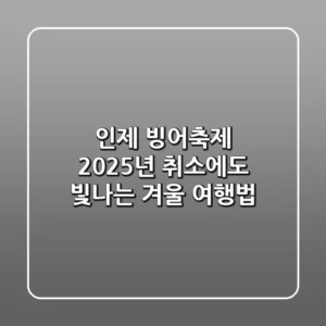 인제 빙어축제, 2025년 취소에도 빛나는 겨울 여행법