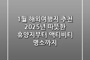 1월 해외여행지 추천: 2025년 따뜻한 휴양지부터 액티비티 명소까지