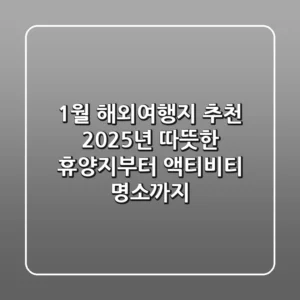 1월 해외여행지 추천: 2025년 따뜻한 휴양지부터 액티비티 명소까지