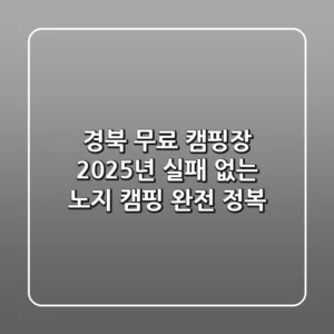 경북 무료 캠핑장, 2025년 실패 없는 노지 캠핑 완전 정복!