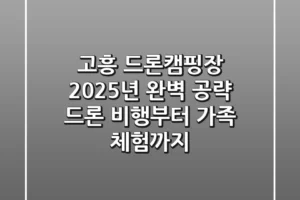 고흥 드론캠핑장, 2025년 완벽 공략! 드론 비행부터 가족 체험까지