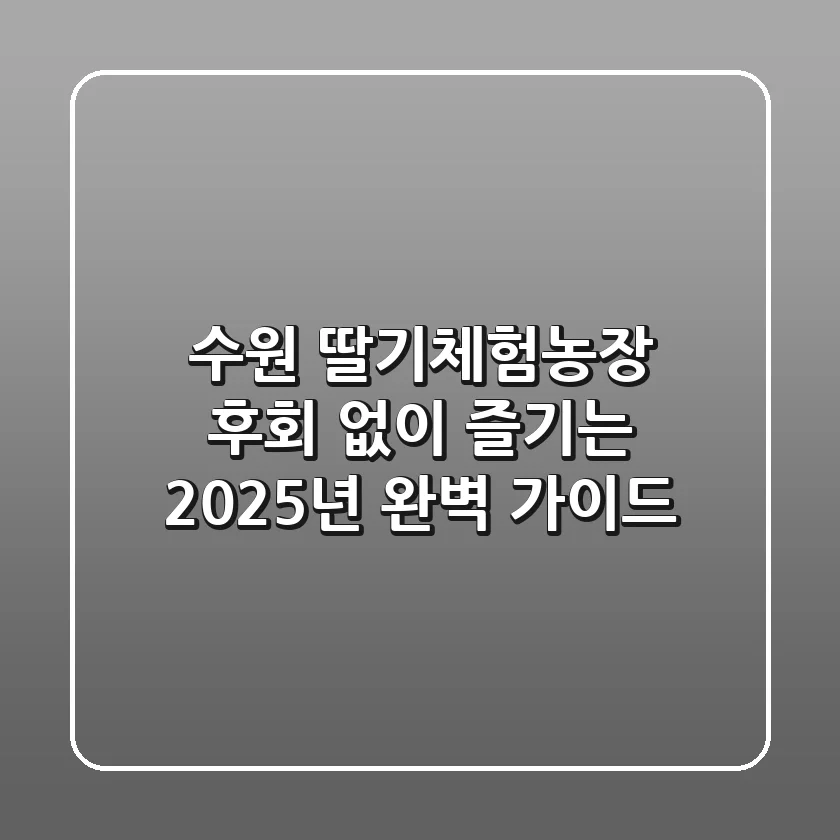 수원 딸기체험농장, 후회 없이 즐기는 2025년 완벽 가이드