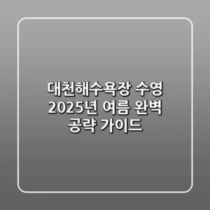 대천해수욕장 수영, 2025년 여름 완벽 공략 가이드!
