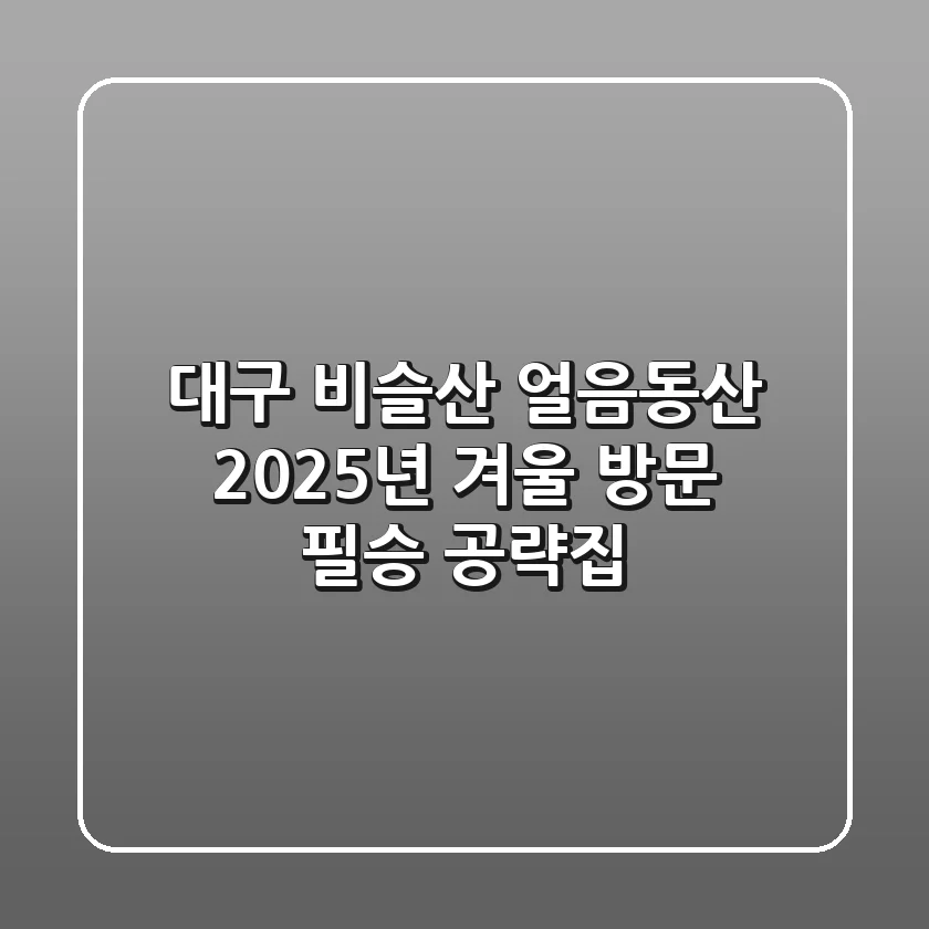 대구 비슬산 얼음동산, 2025년 겨울 방문 필승 공략집