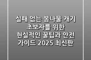 실패 없는 봄나물 캐기: 초보자를 위한 현실적인 꿀팁과 안전 가이드 (2025 최신판)