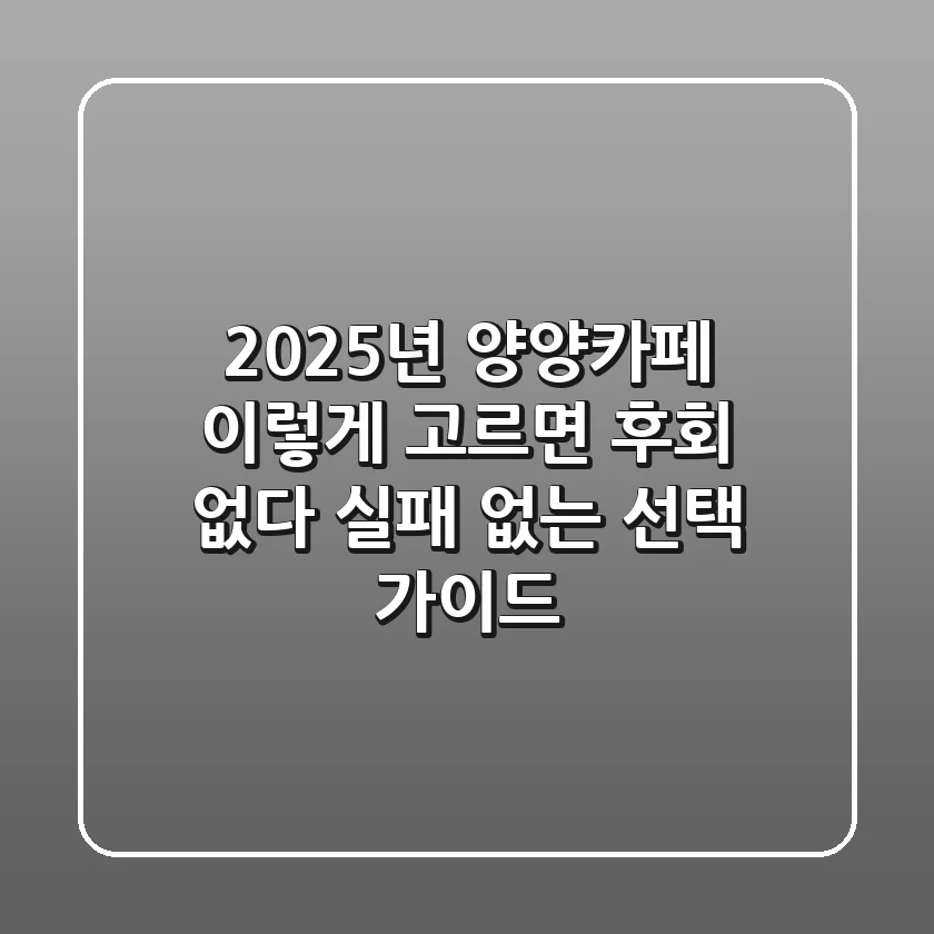 2025년 양양카페, 이렇게 고르면 후회 없다 (실패 없는 선택 가이드)