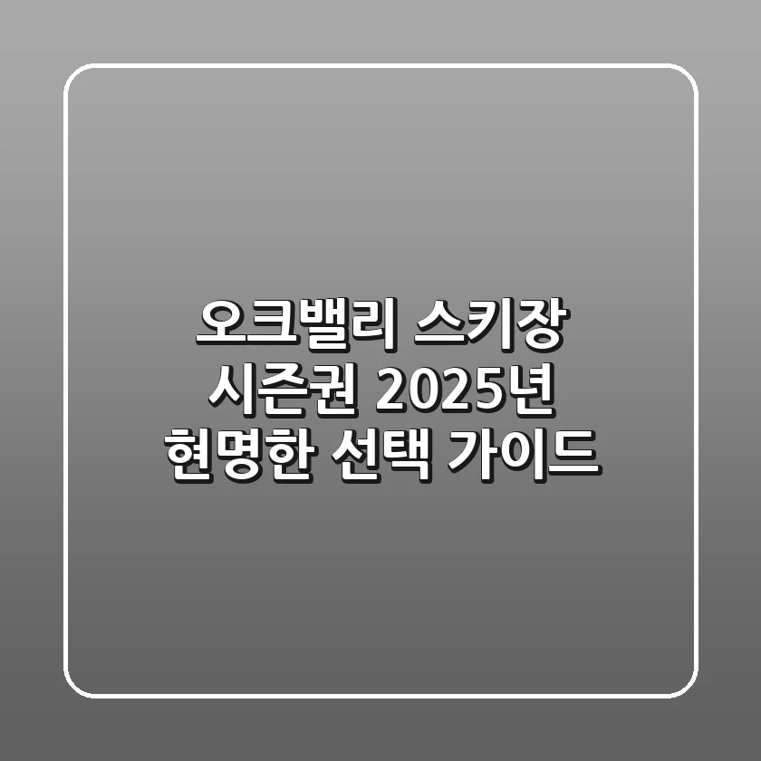 오크밸리 스키장 시즌권, 2025년 현명한 선택 가이드
