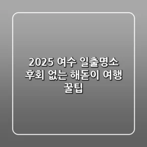 2025 여수 일출명소, 후회 없는 해돋이 여행 꿀팁