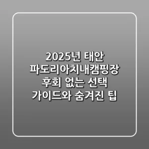 2025년 태안 파도리아치내캠핑장: 후회 없는 선택 가이드와 숨겨진 팁