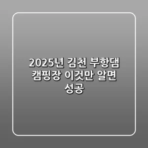 2025년 김천 부항댐 캠핑장, 이것만 알면 성공!